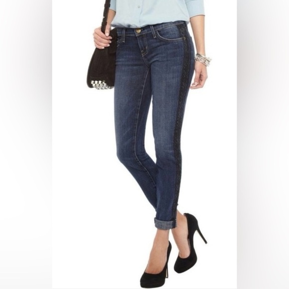 CURRENT/ELLIOT The rolled skinny loved tux black lace blue denim NEW size 27 - Picture 2 of 15